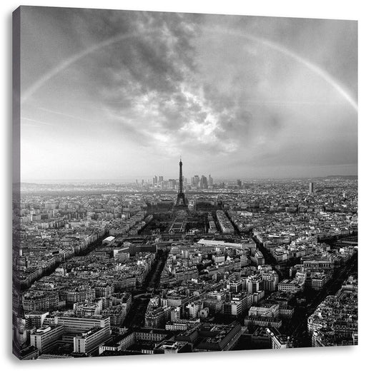 Panorama Regenbogen über Paris, Monochrome Leinwanbild Quadratisch