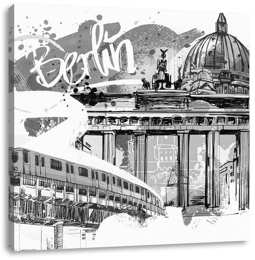 Berlin und seine Wahrzeichen Abstrakt, Monochrome Leinwanbild Quadratisch