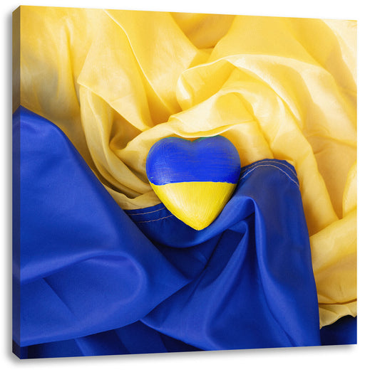 Herz mit Ukraine Flagge Leinwandbild Quadratisch