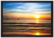 Strand Sonnenuntergang wunderschön auf Leinwandbild gerahmt Größe 60x40
