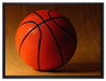 Basketball schwarzer Hintergrund auf Leinwandbild gerahmt Größe 80x60