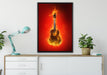 Brennende Gitarre Heiße Flammen auf Leinwandbild gerahmt verschiedene Größen im Wohnzimmer