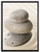 Zensteine im Sand mit Muster auf Leinwandbild gerahmt Größe 80x60