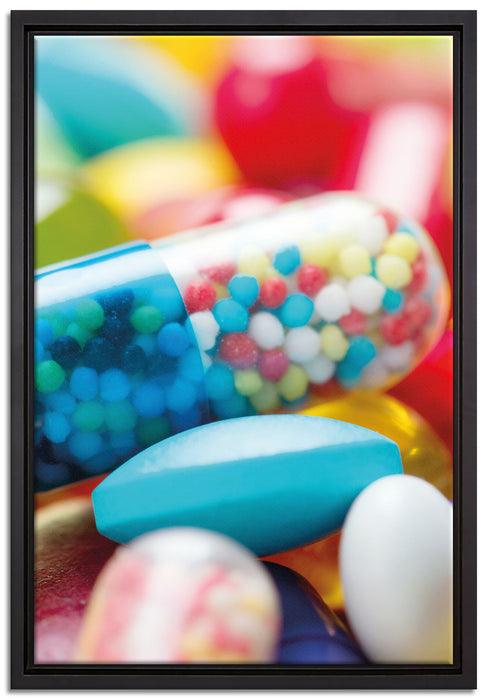 Pillen und Tabletten auf Leinwandbild gerahmt Größe 60x40
