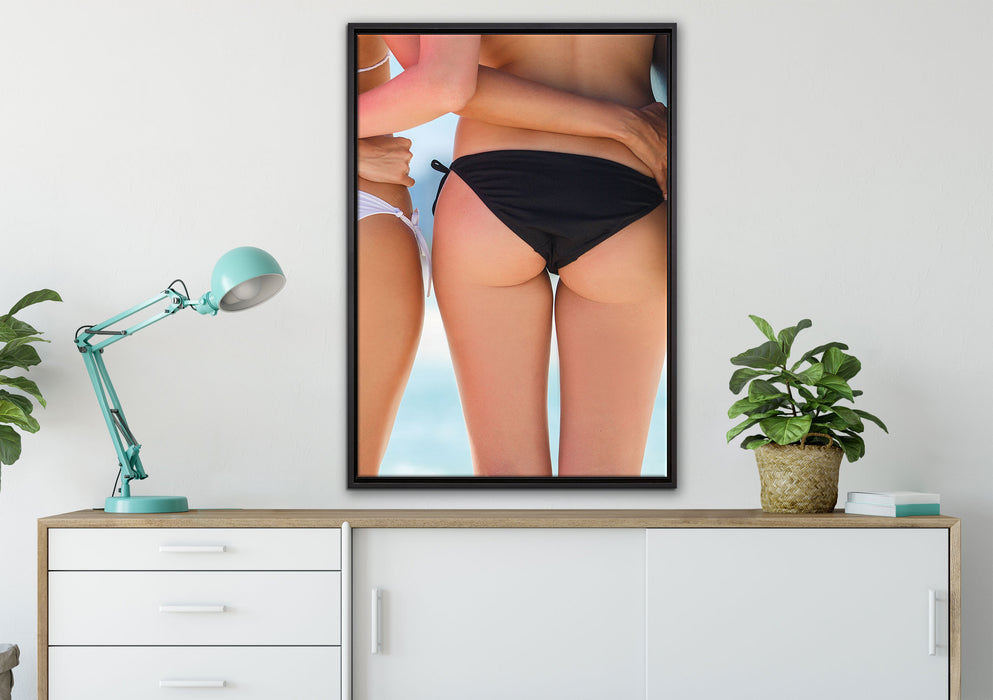 Sexy Girl Bikini auf Leinwandbild gerahmt verschiedene Größen im Wohnzimmer