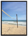 Volleyballnetz am Strand auf Leinwandbild gerahmt Größe 80x60