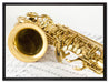 Saxophon auf Notenpapier auf Leinwandbild gerahmt Größe 80x60