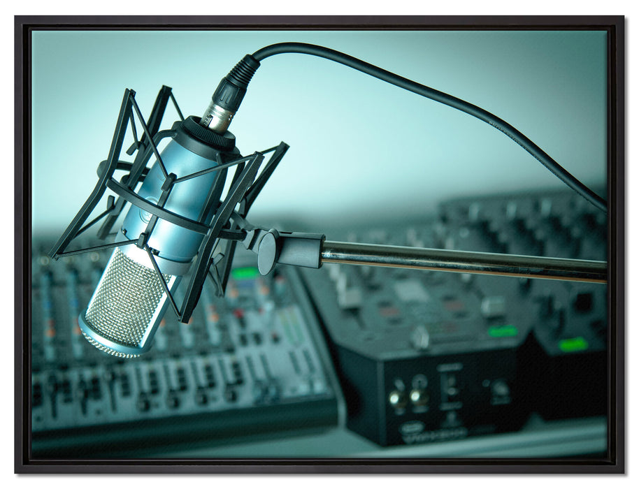 Mikrofon mit Musikanlagen auf Leinwandbild gerahmt Größe 80x60
