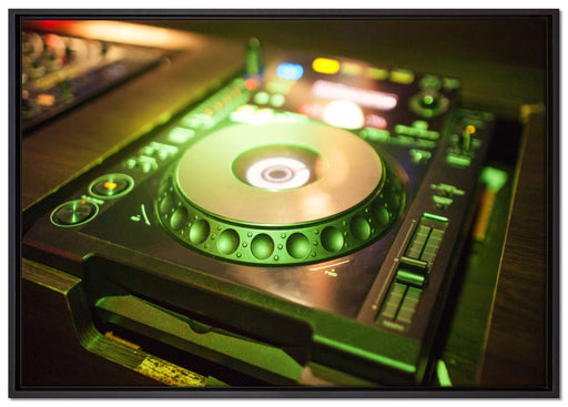 Grün beleuchteter DJ Pult auf Leinwandbild gerahmt Größe 100x70