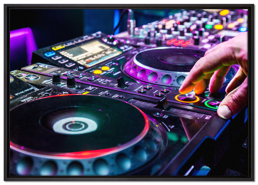 Modern beleuchteter DJ Pult auf Leinwandbild gerahmt Größe 100x70