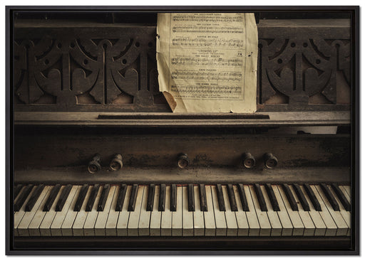 Klavier mit Notenblatt auf Leinwandbild gerahmt Größe 100x70