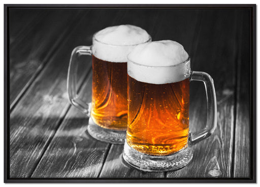 Zwei Maßkrüge Bier auf Leinwandbild gerahmt Größe 100x70