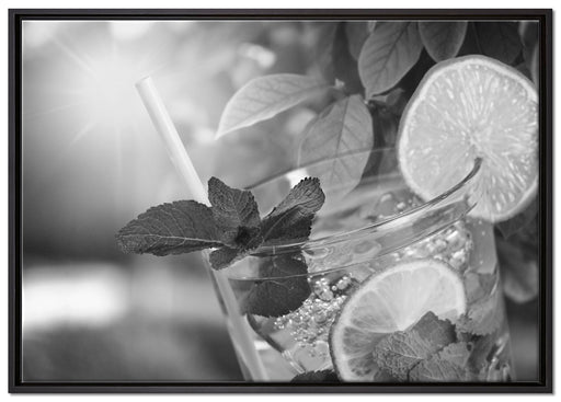 Erfrischender Mojito Cocktail auf Leinwandbild gerahmt Größe 100x70