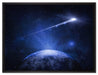 Sternschnuppe fliegt über die Erde auf Leinwandbild gerahmt Größe 80x60
