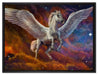 Weißer Pegasus mit Engelsflügel auf Leinwandbild gerahmt Größe 80x60