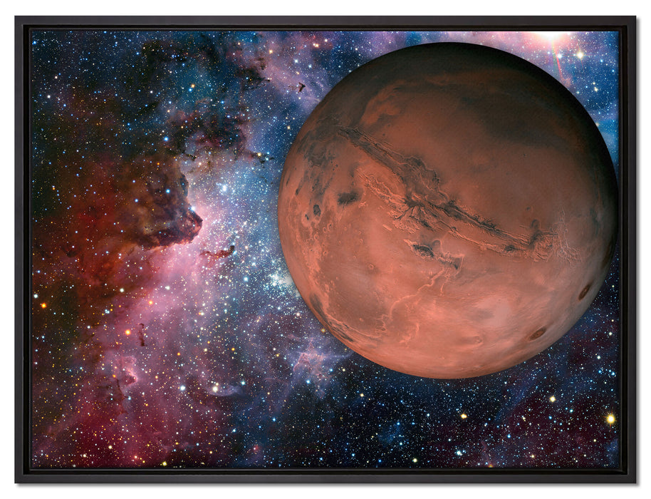 Mars im Weltall auf Leinwandbild gerahmt Größe 80x60