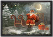 Weihnachtsmann mit Geschenken auf Leinwandbild gerahmt Größe 60x40