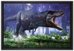 T-Rex Dinosaurier im Wald auf Leinwandbild gerahmt Größe 60x40