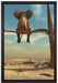 Elefant auf einem Ast in der Wüste auf Leinwandbild gerahmt Größe 60x40