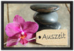 Auszeit Orchidee mit Zen Steinen auf Leinwandbild gerahmt Größe 60x40