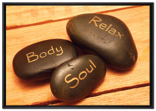 Wellness Body Soul Relax auf Leinwandbild gerahmt Größe 100x70