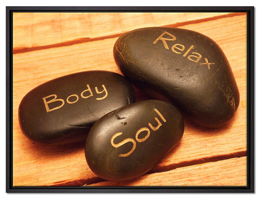 Wellness Body Soul Relax auf Leinwandbild gerahmt Größe 80x60