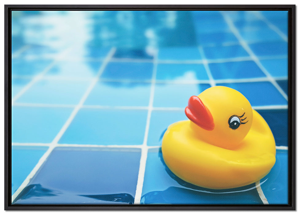 Quietsche Ente im Bad auf Leinwandbild gerahmt Größe 100x70