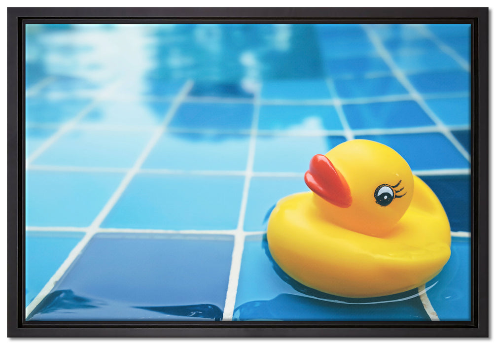 Quietsche Ente im Bad auf Leinwandbild gerahmt Größe 60x40
