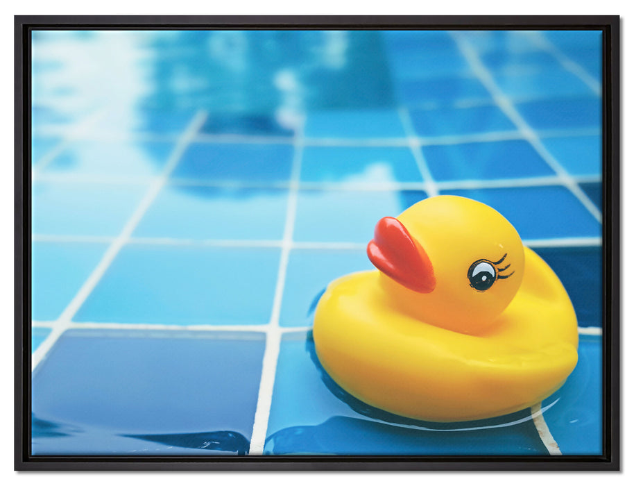 Quietsche Ente im Bad auf Leinwandbild gerahmt Größe 80x60