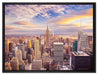 Skyline New York Sonnenuntergang auf Leinwandbild gerahmt Größe 80x60