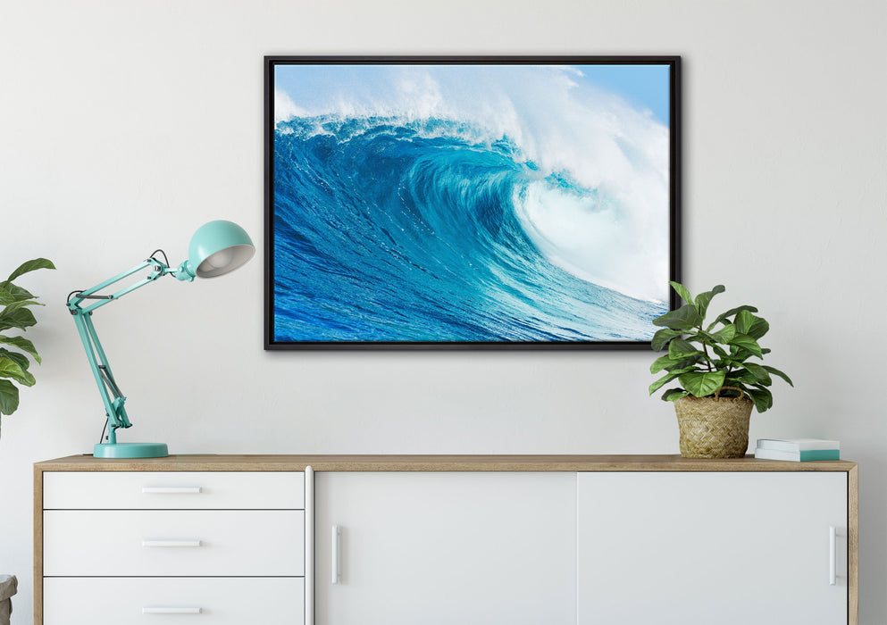 Atemberaubende Welle auf Leinwandbild gerahmt verschiedene Größen im Wohnzimmer