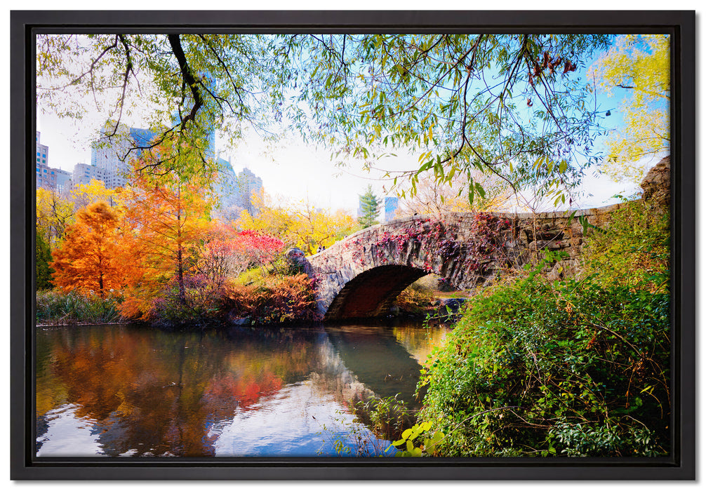 Brücke im Central Park auf Leinwandbild gerahmt Größe 60x40