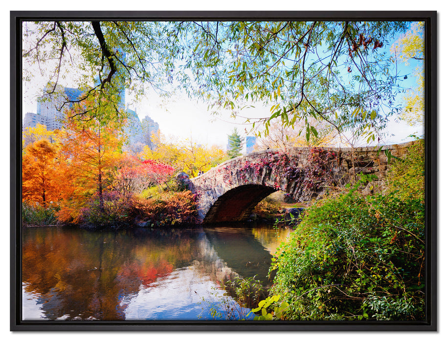 Brücke im Central Park auf Leinwandbild gerahmt Größe 80x60