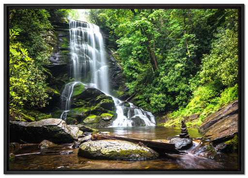 Wasserfall auf Leinwandbild gerahmt Größe 100x70