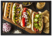 Amerikanische Hotdogs auf Leinwandbild gerahmt Größe 60x40