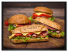 Köstliche Sandwiches auf Leinwandbild gerahmt Größe 80x60