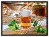 Deutsches frisches Bier auf Leinwandbild gerahmt Größe 80x60