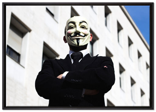 Anonymus Maske auf Leinwandbild gerahmt Größe 100x70