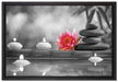Seerose Zen Steine Kerzen auf Leinwandbild gerahmt Größe 60x40