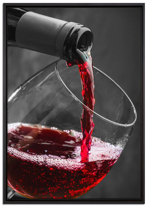 köstlicher Rotwein auf Leinwandbild gerahmt Größe 100x70