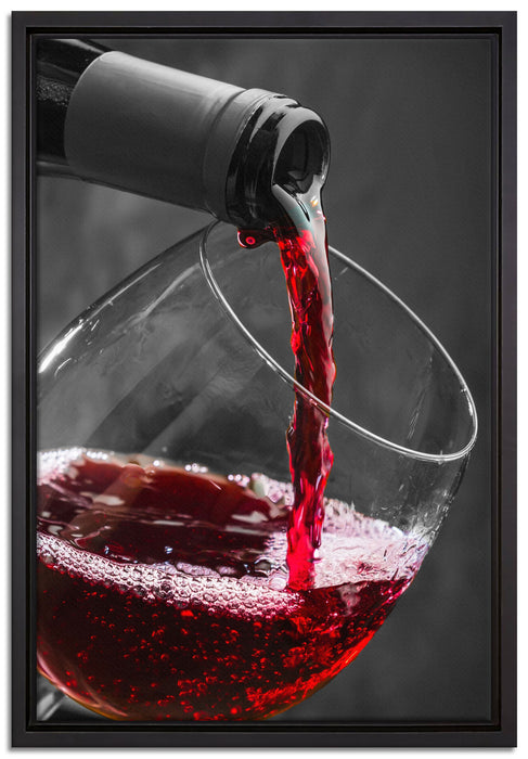 köstlicher Rotwein auf Leinwandbild gerahmt Größe 60x40