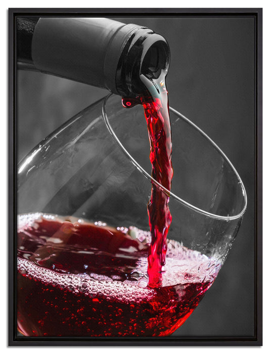 köstlicher Rotwein auf Leinwandbild gerahmt Größe 80x60
