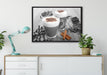 heiße Schokolade und Kaffee auf Leinwandbild gerahmt verschiedene Größen im Wohnzimmer