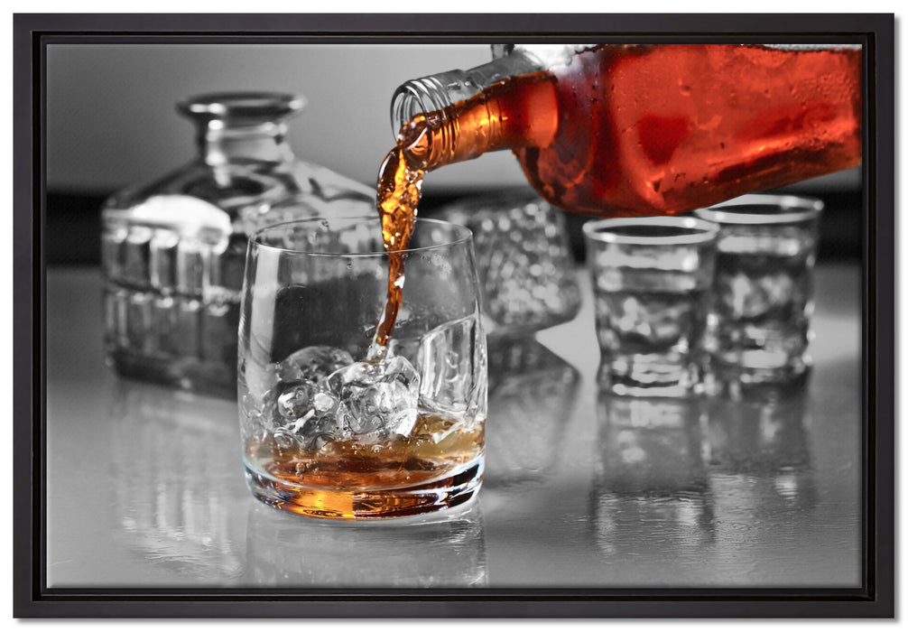 Whiskey im Whiskeyglas auf Leinwandbild gerahmt Größe 60x40