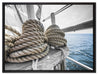 Tau Seile auf einem Schiff auf Leinwandbild gerahmt Größe 80x60
