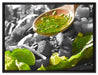Knackiger Salat und Kräuter auf Leinwandbild gerahmt Größe 80x60