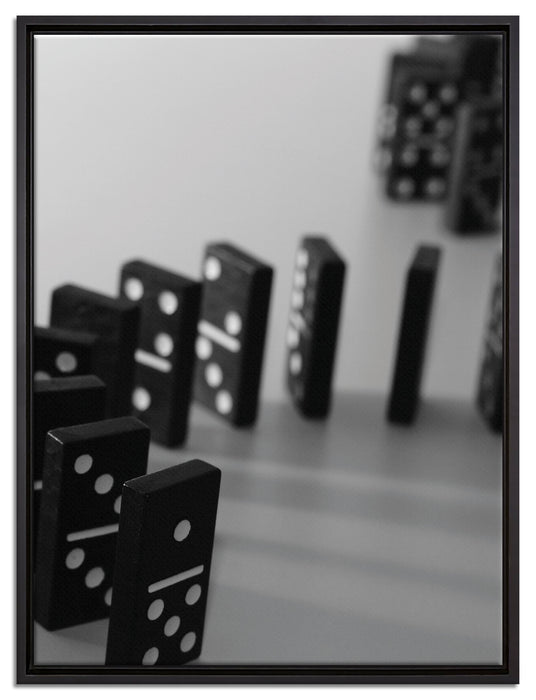 lange Dominokette auf Leinwandbild gerahmt Größe 80x60