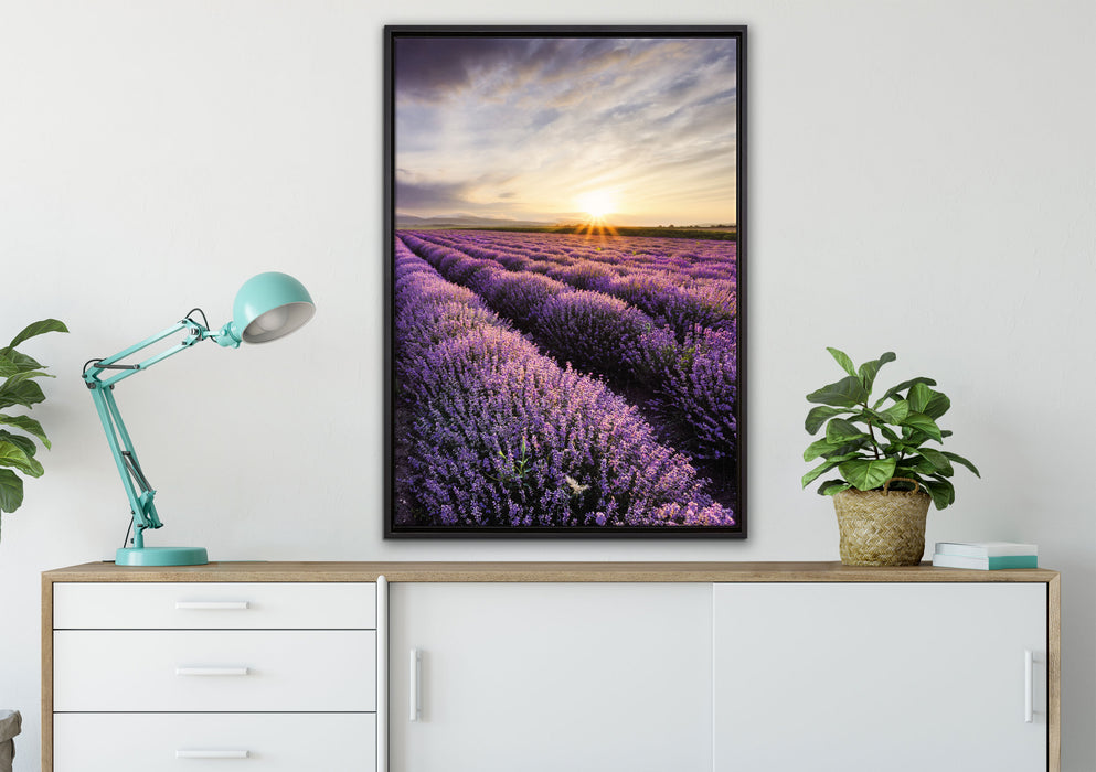 Traumhafte Lavendel Provence auf Leinwandbild gerahmt verschiedene Größen im Wohnzimmer