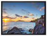 Sonnenuntergang Seychellen auf Leinwandbild gerahmt Größe 80x60