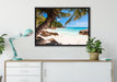 Palmenstrand Seychellen auf Leinwandbild gerahmt verschiedene Größen im Wohnzimmer